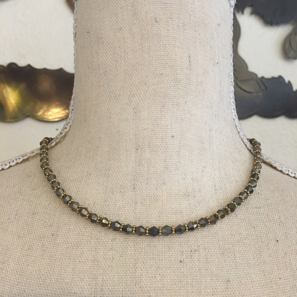 Vintage 70s sparkle bicone bead choker necklace